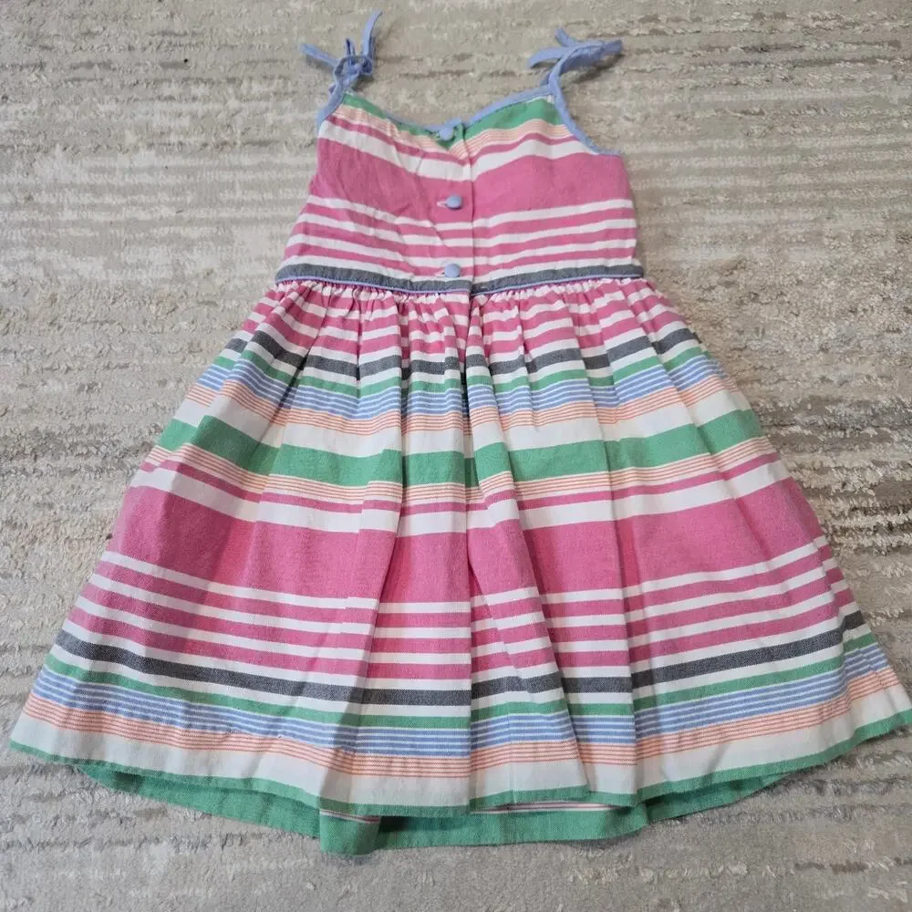 Ralph Lauren Striped Fit and Flare Spring Summer Dress Pink‎ Baby Girl 18 Month